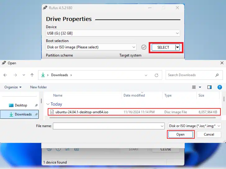 rufus iso select